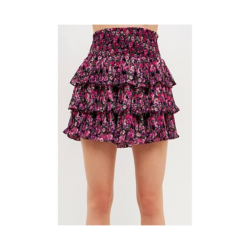 Endless rose Womens Chiffon Floral Printed Mini Skirt