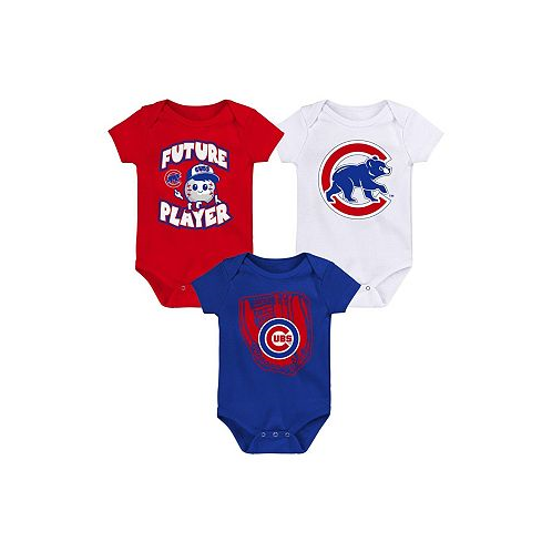 Outerstuff Newborn and Infant Boys and Girls Royal Red White Chicago Cubs Minor League Player Three-Pack Bodysuit Set