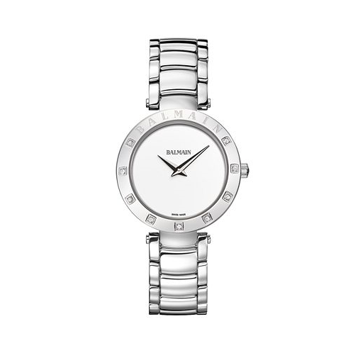 Womens Swiss Balmainia Bijou Diamond (1/10 ct. t.w.) Stainless Steel Bracelet Watch 33mm