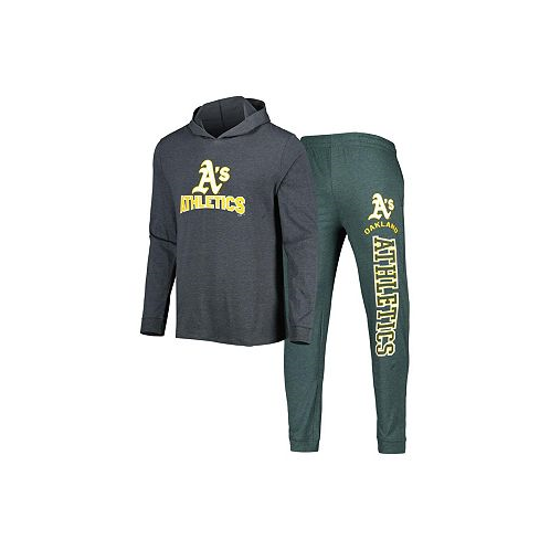 Concepts Sport Mens Green Charcoal Oakland Athletics Meter Hoodie and Joggers Set