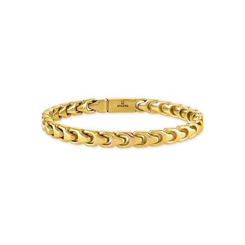 Bulova Mens Link Bracelet in Gold-Plated Stainless Steel
