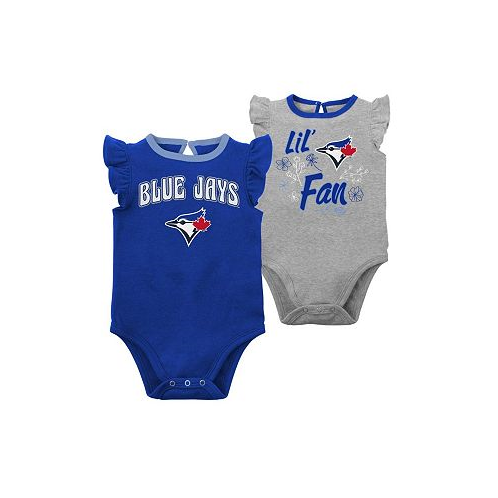 Outerstuff Newborn and Infant Boys and Girls Royal Heather Gray Toronto Blue Jays Little Fan Two-Pack Bodysuit Set