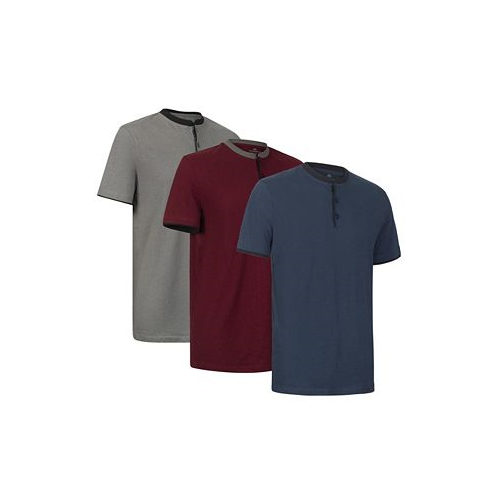 Mio Marino Mens Short Sleeve Henley T-Shirt-3 Pack