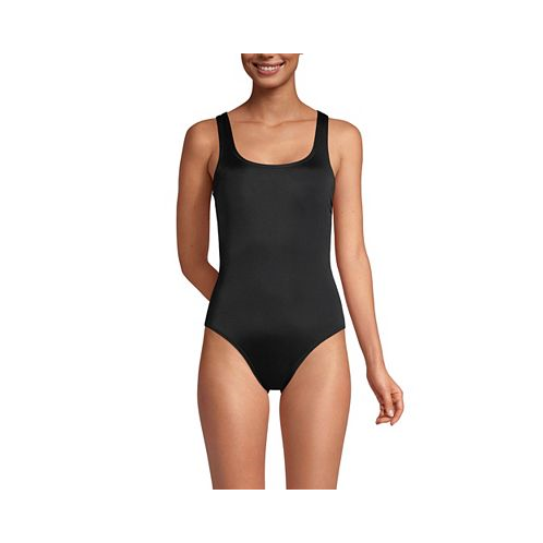Lands End Womens Chlorine Resistant High Leg Soft Cup Tugless Sporty One Piece Swimsuit