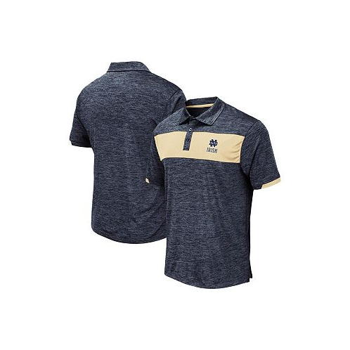 Colosseum Mens Heathered Navy Notre Dame Fighting Irish Nelson Logo Polo Shirt