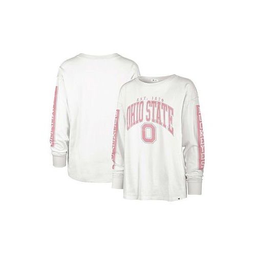 47 Brand Womens White Ohio State Buckeyes Statement SOA 3-Hit Long Sleeve T-shirt