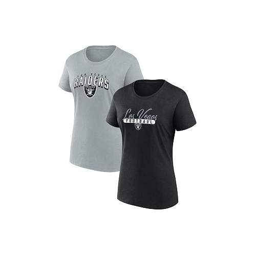 Fanatics Womens Black Gray Las Vegas Raiders Fan T-shirt Combo Set
