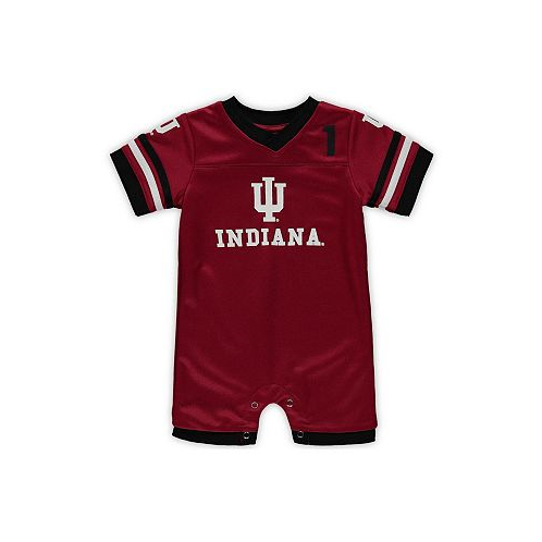 Colosseum Newborn and Infant Boys and Girls Crimson Indiana Hoosiers Bumpo Football Logo Romper