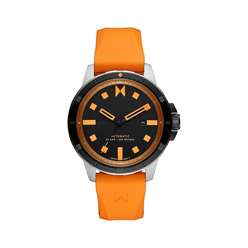 MVMT Mens Minimal Sport Automatic Orange Silicone Strap Watch 45mm