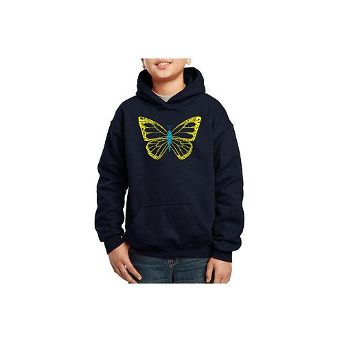 LA Pop Art Big Boys Word Art Hooded Sweatshirt - Butterfly
