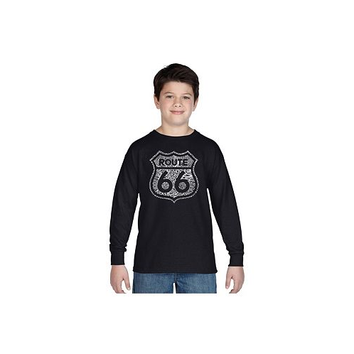 LA Pop Art Big Boys Word Art Long Sleeve T-shirt - Get Your Kicks on Route 66