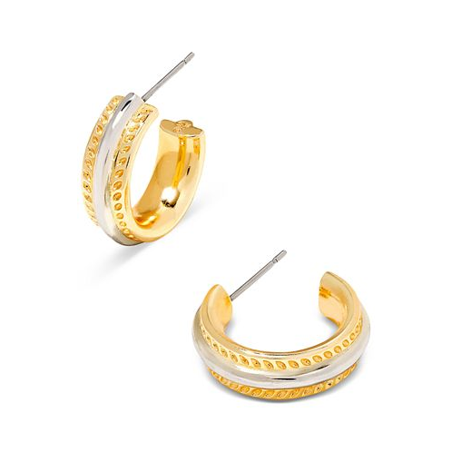 Kendra Scott 14k Gold-Plated & Rhodium-Plated Small Signature Hoofprint Trim Huggie Hoop Earrings 0.66
