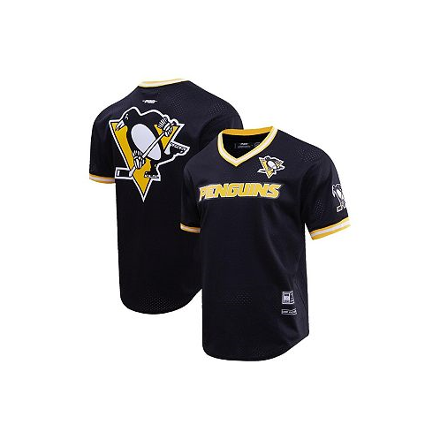Pro Standard Mens Black Pittsburgh Penguins Classic Mesh V-Neck T-shirt
