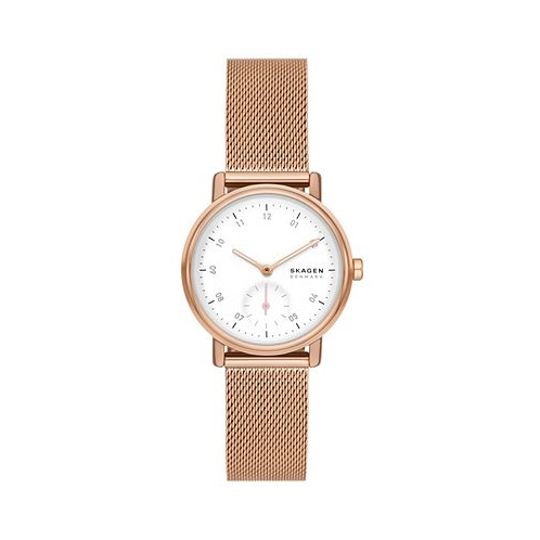Skagen Womens Kuppel Lille Quartz Three Hand Rose Gold-Tone Stainless Steel Watch 32mm
