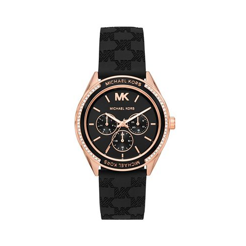 Michael Kors Womens Jessa Multifunction Black Silicone Watch 40mm
