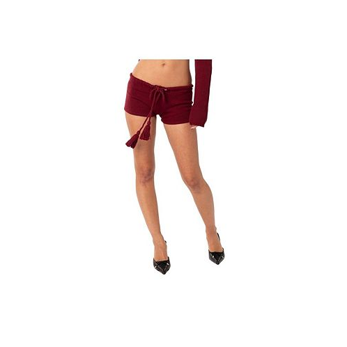 Edikted Womens Knit Low Rise Shorts With Tie At Waist