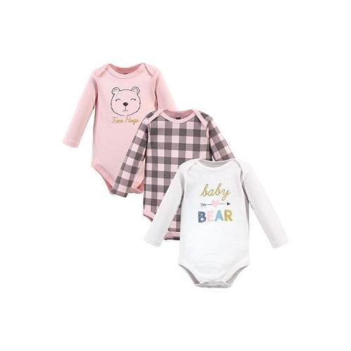 Hudson Baby Baby Girls Cotton Long-Sleeve Bodysuits Baby Bear 3-Pack