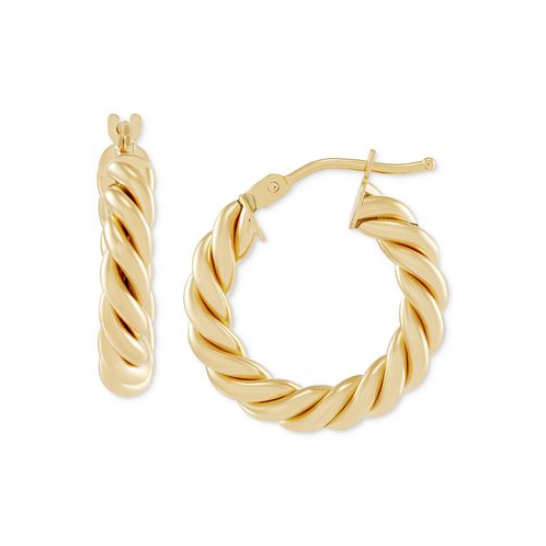 Italian Gold Twist-Style Tube Small Hoop Earrings in 10k Gold 3/4