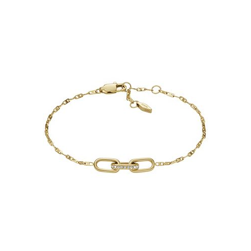 Fossil Heritage D-Link Gold-Tone Stainless Steel Chain Bracelet