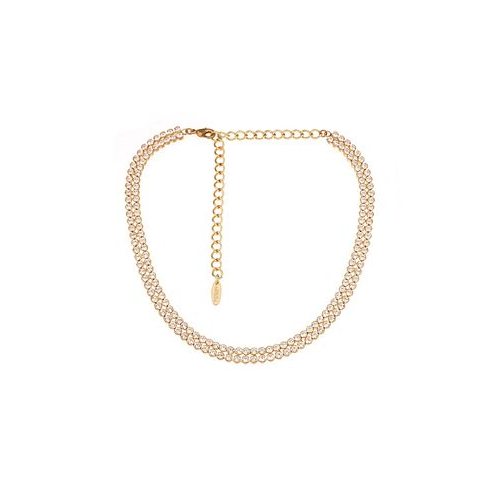ETTIKA Double Row Sparkle 18K Gold Plated Choker Necklace