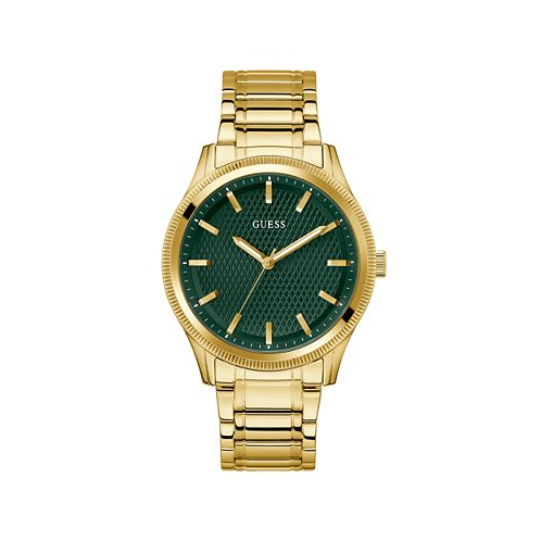 GUESS Mens Analog Gold-Tone Stainless Steel Watch 44mm