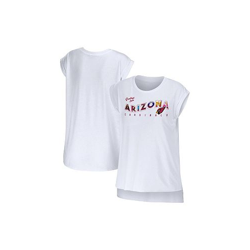 WEAR by Erin Andrews Womens White Arizona Cardinals Greetings From Muscle T-shirt
