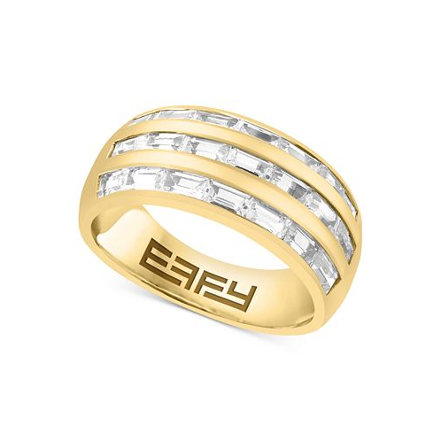 EFFY Collection EFFY Mens Zircon Baguette Three Row Band (3-1/3 ct. t.w.) in 14k Gold-Plated Sterling Silver