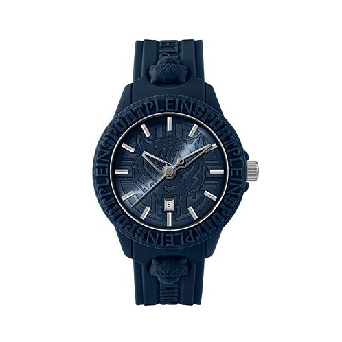 Plein Sport Mens Watch 3 Hand Date Quartz Fearless Blue Silicone Strap Watch 43mm