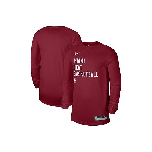 Nike Mens and Womens Red Miami Heat 2023/24 Legend On-Court Practice Long Sleeve T-shirt