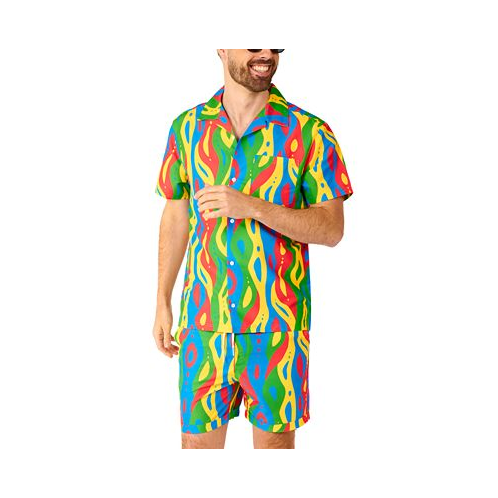 OppoSuits Mens Short-Sleeve Loopy Lines Shirt & Shorts Set