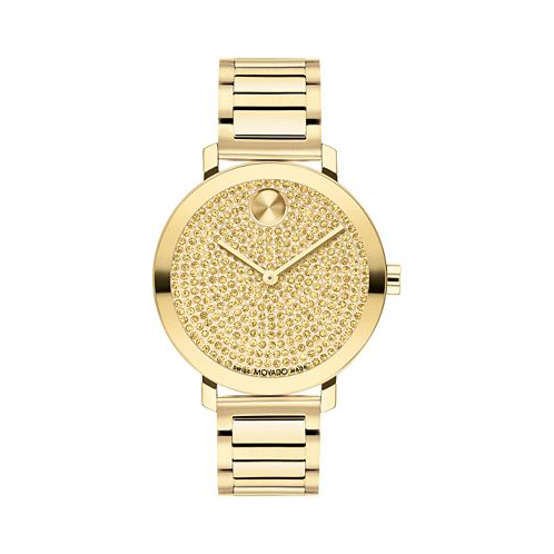 Movado Womens Bold Evolution 2.0 Swiss Quartz Ionic Plated Light Gold-Tone 2 Steel Watch 34mm