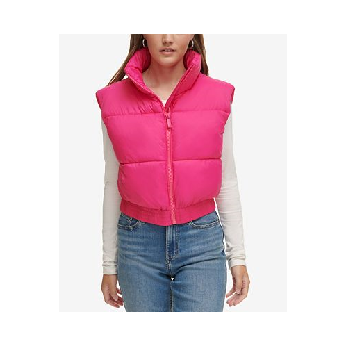 Calvin Klein Jeans Womens Extended-Shoulder Cropped Puffer Vest