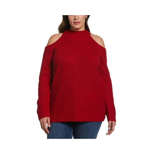 ELLA Rafaella Plus Size Cold Shoulder Long Sleeve Tunic Sweater