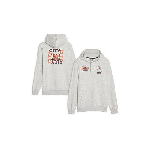 Puma Mens Heather Gray Manchester City FtblCore Graphic Pullover Hoodie
