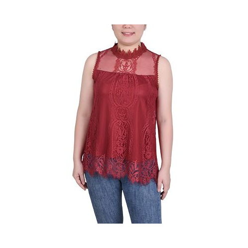 NY Collection Petite Lace Mock-Neck Top