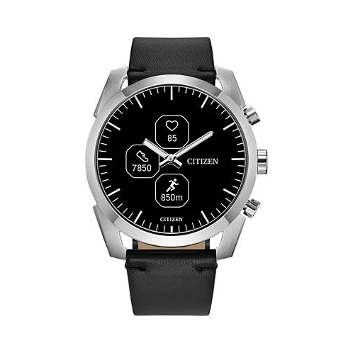 Citizen Mens CZ Smart Hybrid Sport Black Leather Strap Smart Watch 43mm