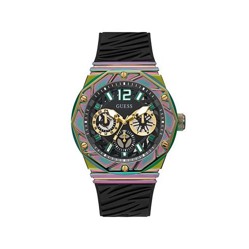 GUESS Mens Multi-Function Black Silicone Watch 47mm