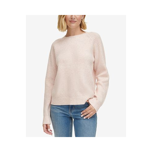 Calvin Klein Jeans Womens Ribbed Raglan-Sleeve Sweater