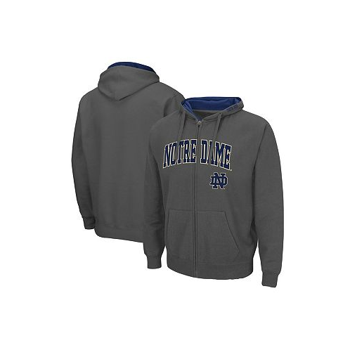 Colosseum Mens Charcoal Notre Dame Fighting Irish Arch and Logo 3.0 Full-Zip Hoodie