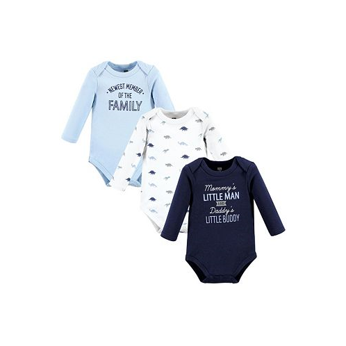 Hudson Baby Baby Boys Cotton Long-Sleeve Bodysuits Newest Family Member 3-Pack