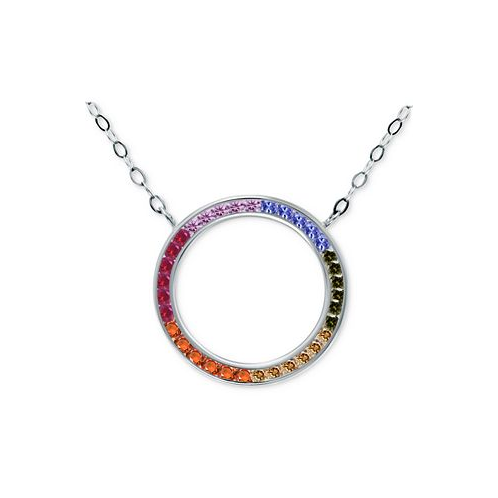 Giani Bernini Rainbow Cubic Zirconia Circle Pendant Necklace in Sterling Silver 16 + 2 extender