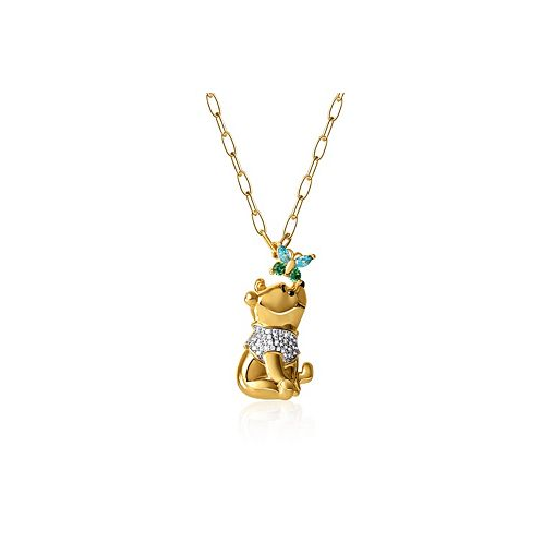 Disney Winnie the Pooh Gold-Plated Butterfly and Pooh Pendant with Paper Clip Chain 18