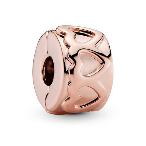 Pandora 14k Rose Gold-Plated Unique Metal Blend Band of Hearts Clip Charm