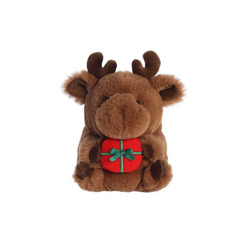 Aurora Small Monty Moose Rolly Pet Festive Plush Toy Brown 5.5
