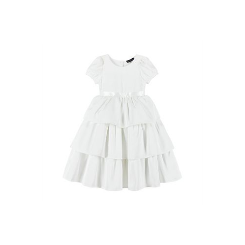Andy & Evan Toddler/Child Girls Puff Sleeve Satin Tiered Dress