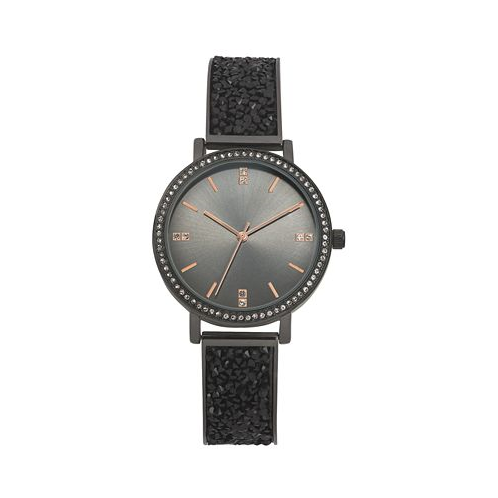 I.N.C. International Concepts Womens Druzy Stone Black-Tone Bracelet Watch 36mm