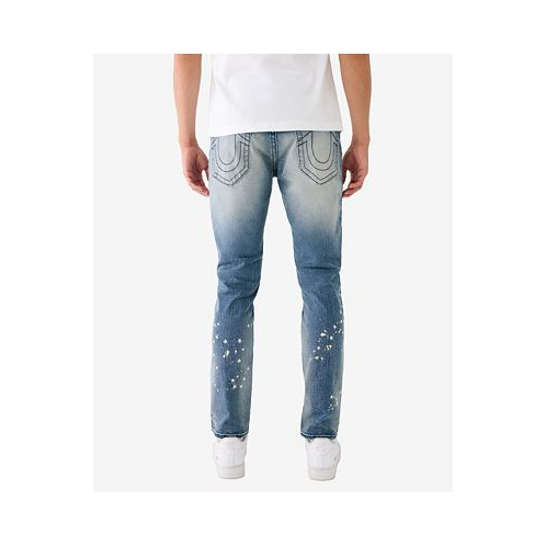 True Religion Mens Rocco Faded Skinny Jeans with Paint Splatter