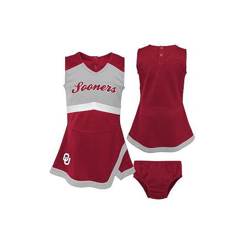 Outerstuff Girls Toddler Crimson Gray Oklahoma Sooners Two-Piece Cheer Captain Jumper Dress and Bloomers Set
