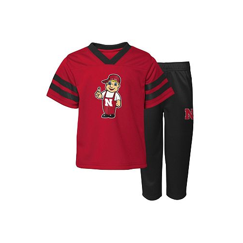 Outerstuff Toddler Boys and Girls Scarlet Nebraska Huskers Two-Piece Red Zone Jersey and Pants Set