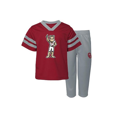Outerstuff Toddler Boys and Girls Crimson Oklahoma Sooners Two-Piece Red Zone Jersey and Pants Set